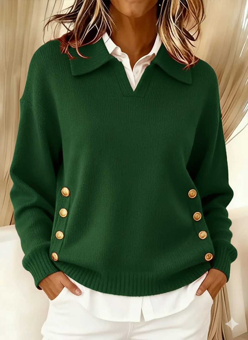 Vicenta | Jersey com Gola Polo e Botões