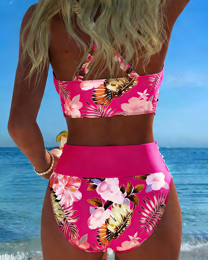 Jolina™ | Bikini de duas peças com estampado floral e contraste