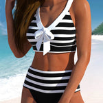 Martina™ | Bikini de riscas de cintura alta