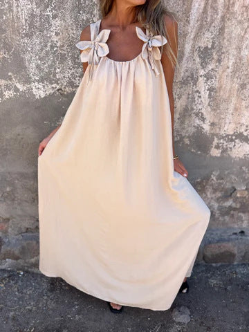 Vestido feminino de cor sólida com padrão floral
