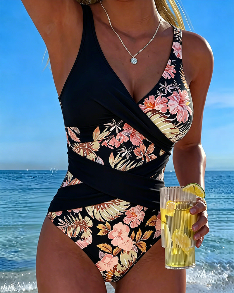 LAIA™ | Fato de Banho Floral Contrastante