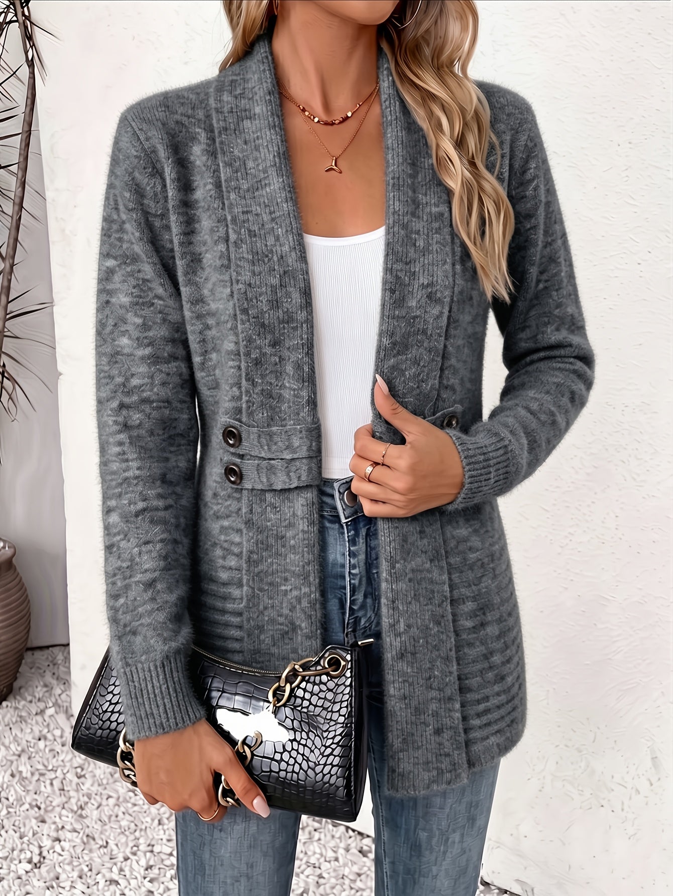Elegante Cardigan para Mulheres - Frente Aberta & Cintura Ajustada