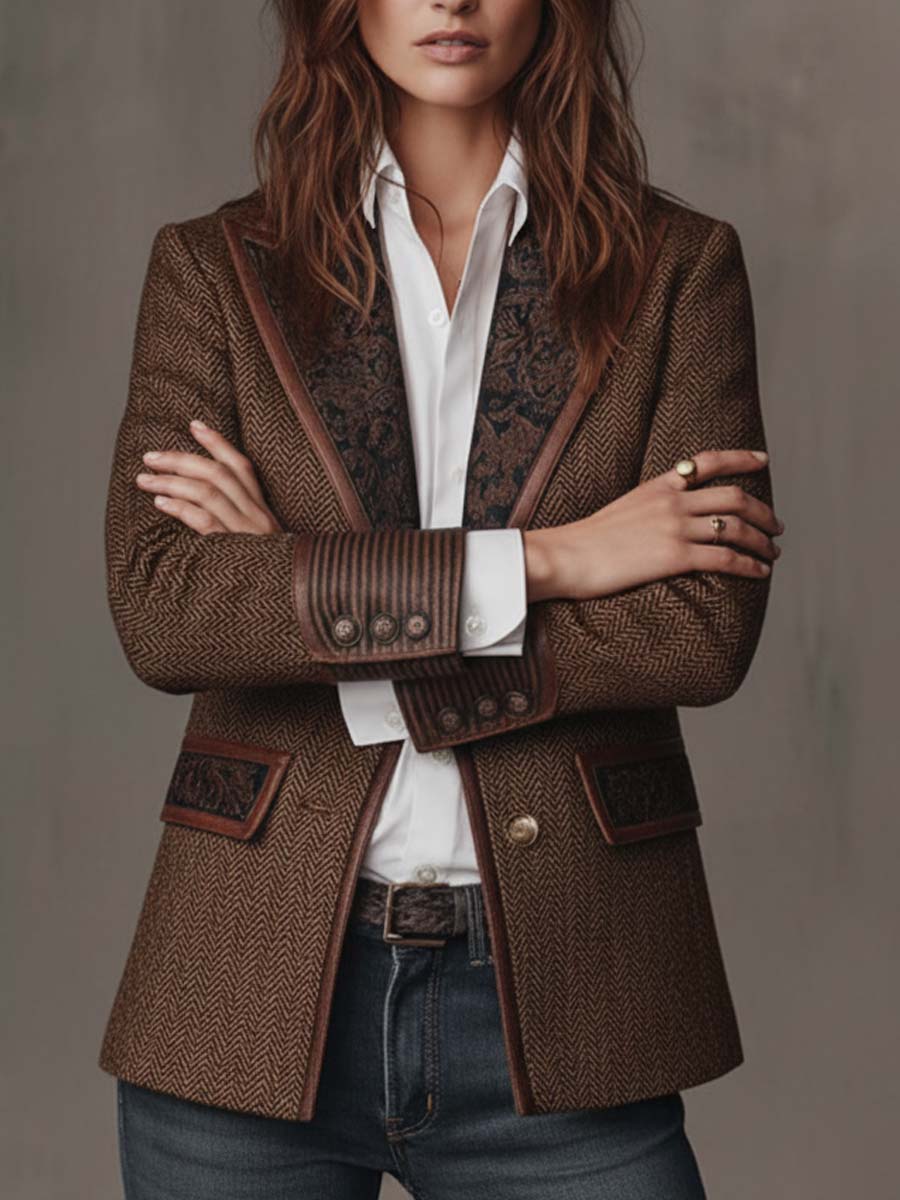 Hollis | Blazer com Painel em Padrão Chevron