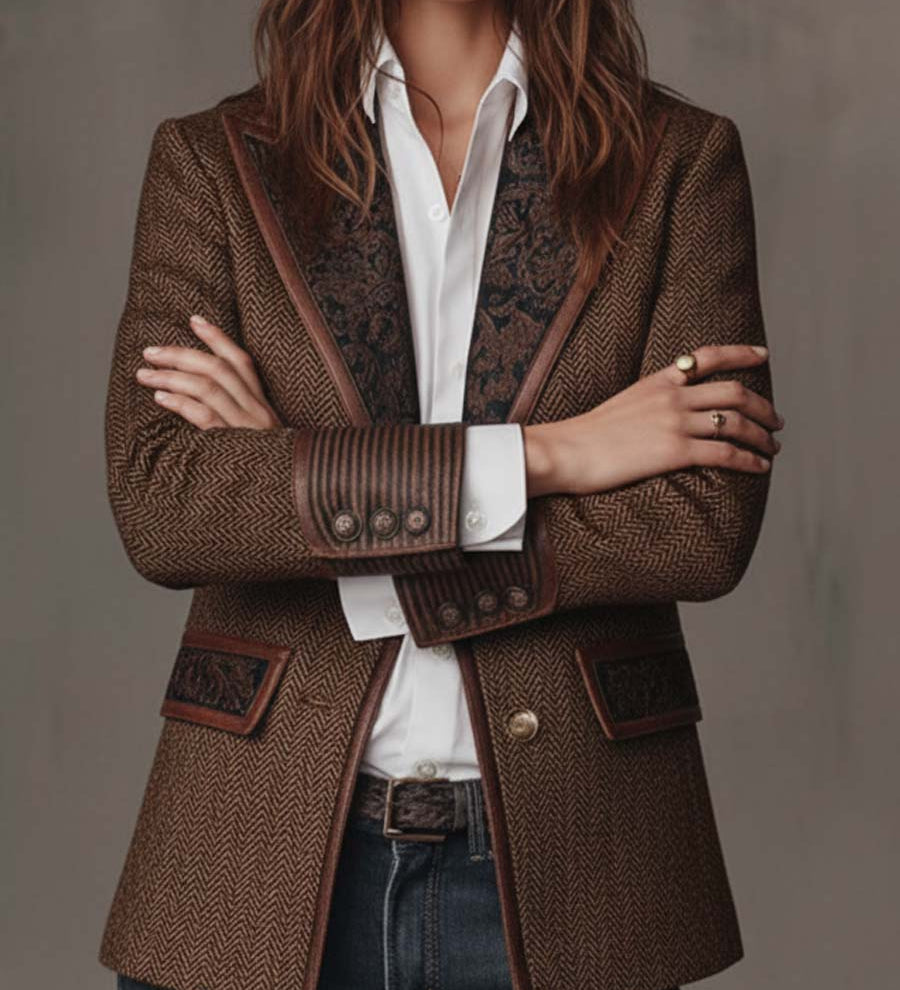 Hollis | Blazer com Painel em Padrão Chevron