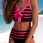 Martina™ | Bikini de riscas de cintura alta