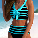 Martina™ | Bikini de riscas de cintura alta