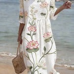 Vestido informal de mulher com estampado floral.