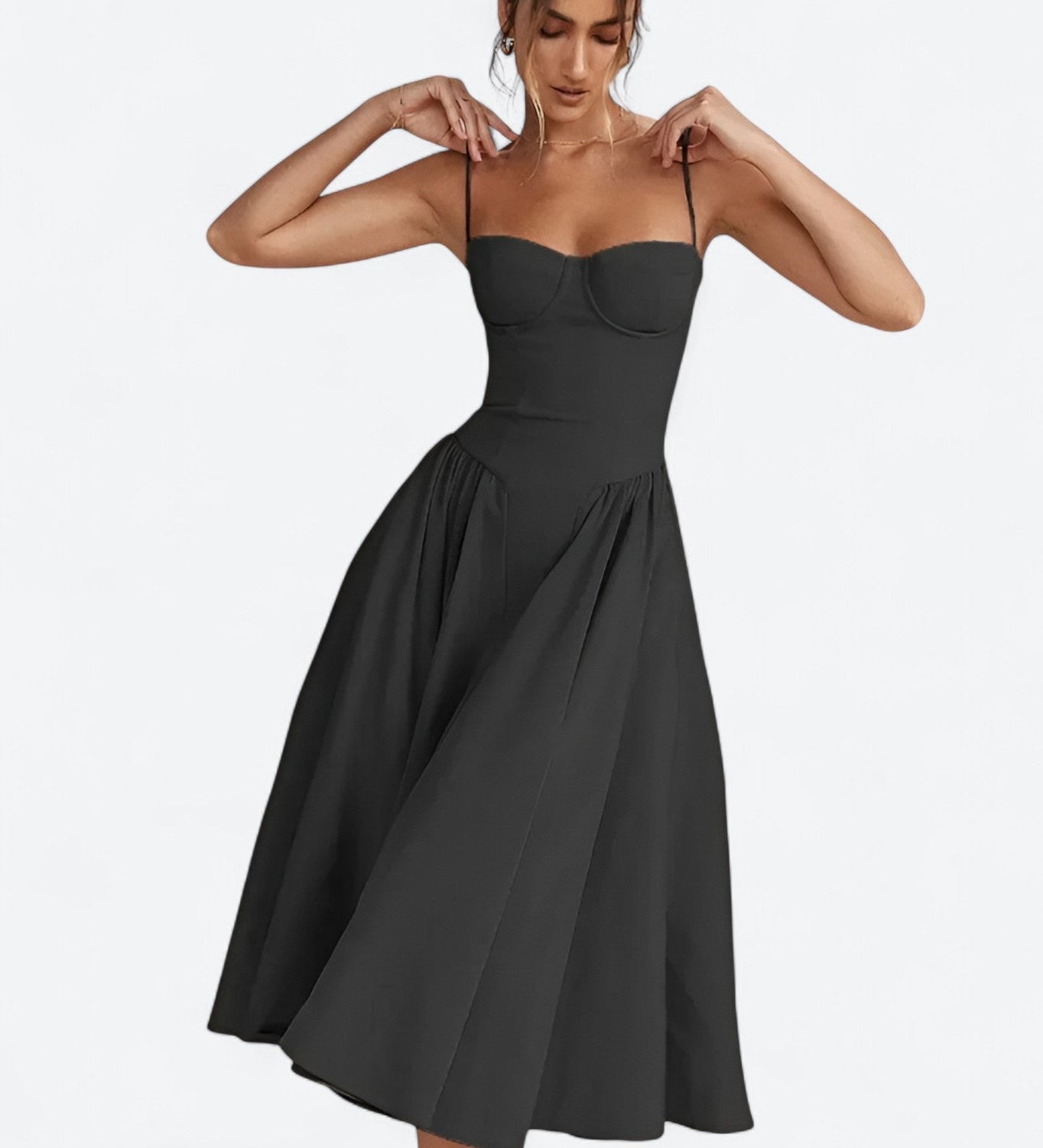 Sigrid | Vestido bustier sem mangas comprimento midi