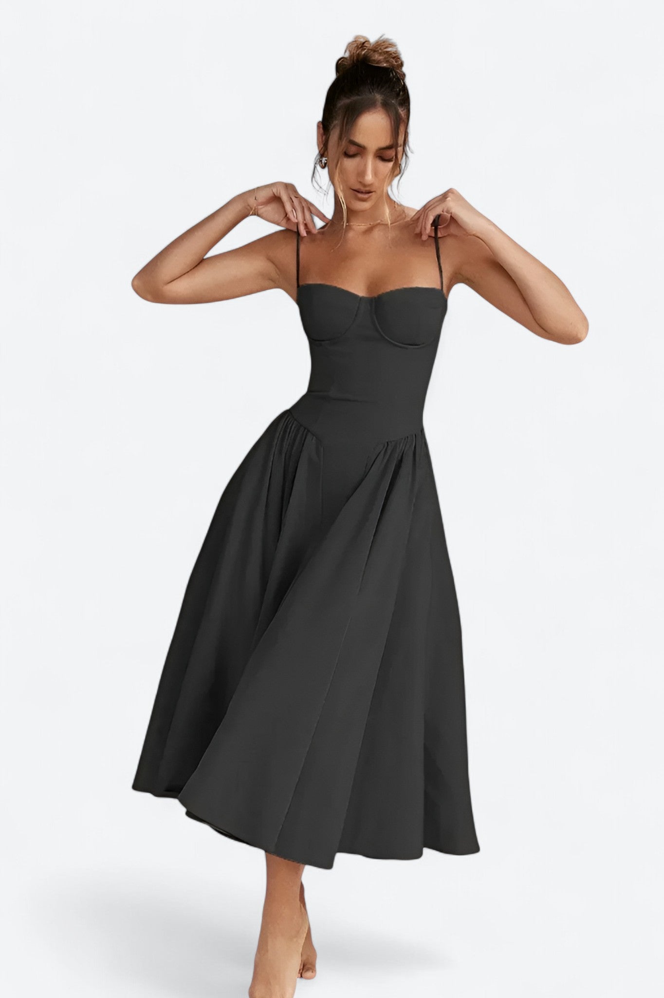 Sigrid | Vestido bustier sem mangas comprimento midi