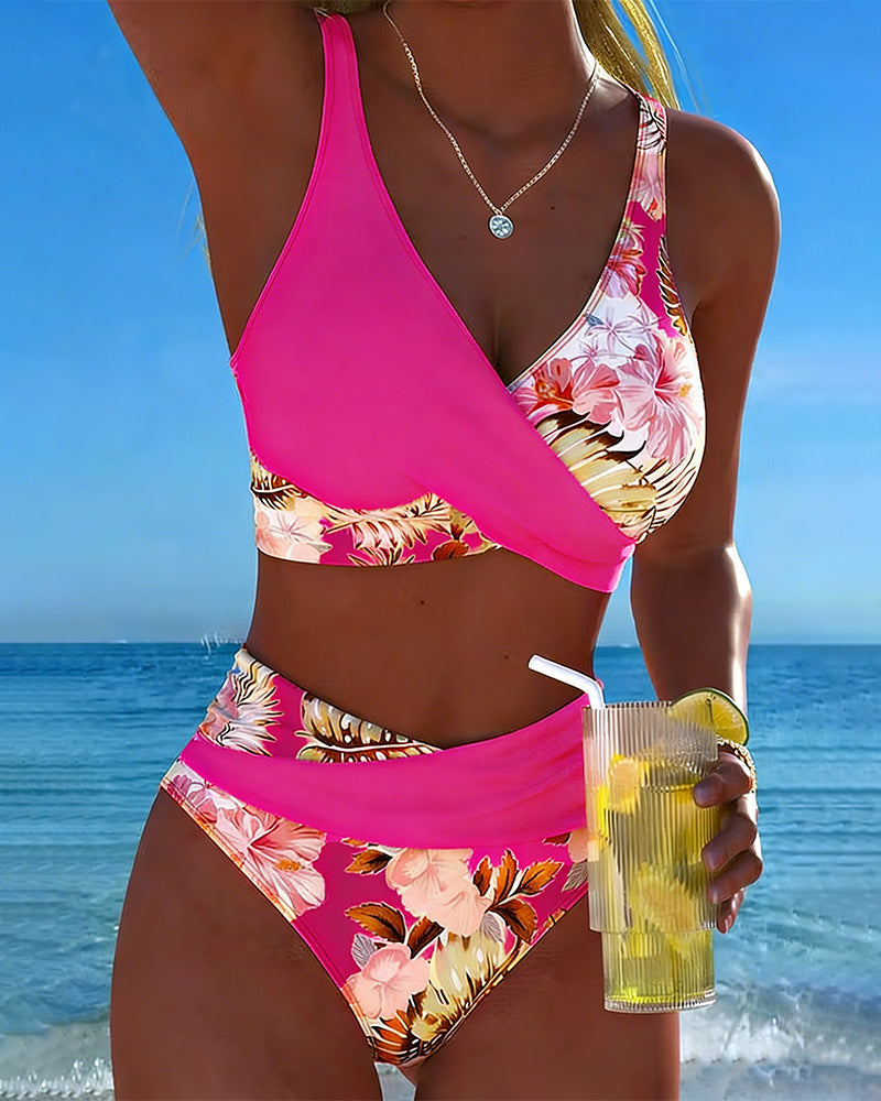 Jolina™ | Bikini de duas peças com estampado floral e contraste