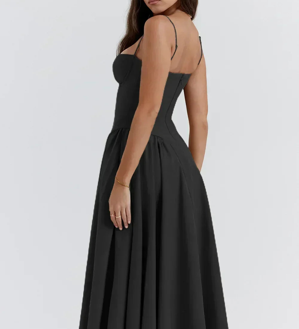 Sigrid | Vestido bustier sem mangas comprimento midi