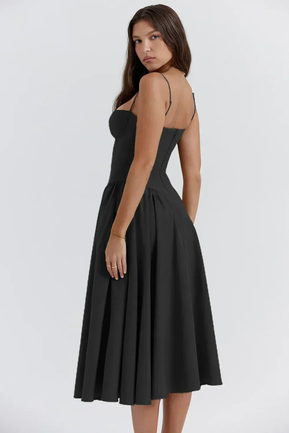 Sigrid | Vestido bustier sem mangas comprimento midi