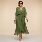 MARTA | VESTIDO DE CHIFFON COM DECOTE EM V