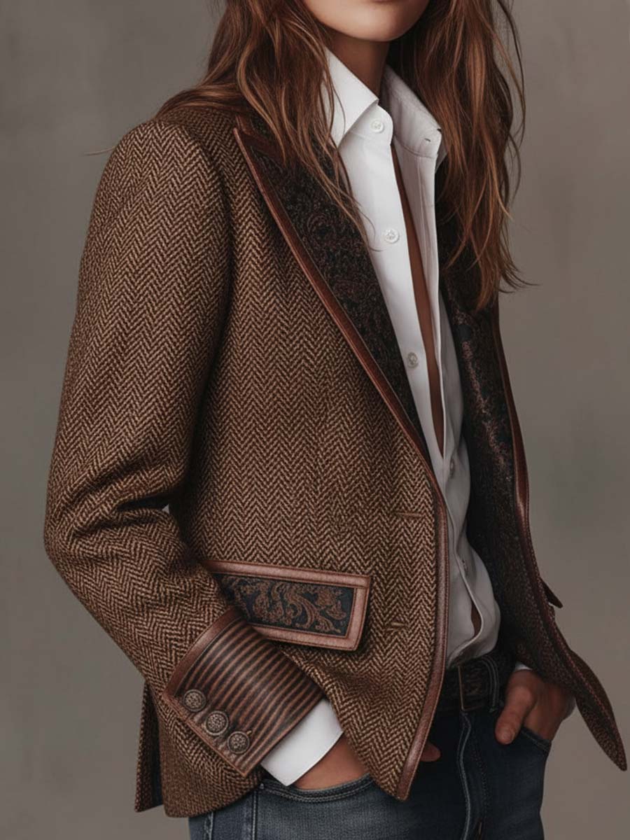 Hollis | Blazer com Painel em Padrão Chevron