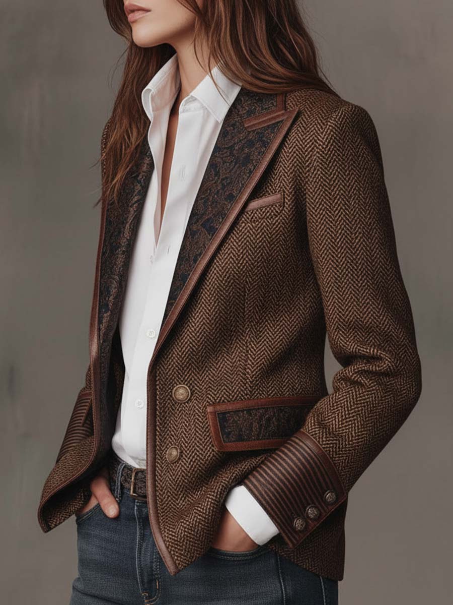 Hollis | Blazer com Painel em Padrão Chevron