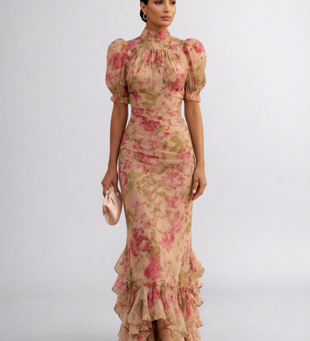 Rosário | Vestido Longo Floral de Chiffon