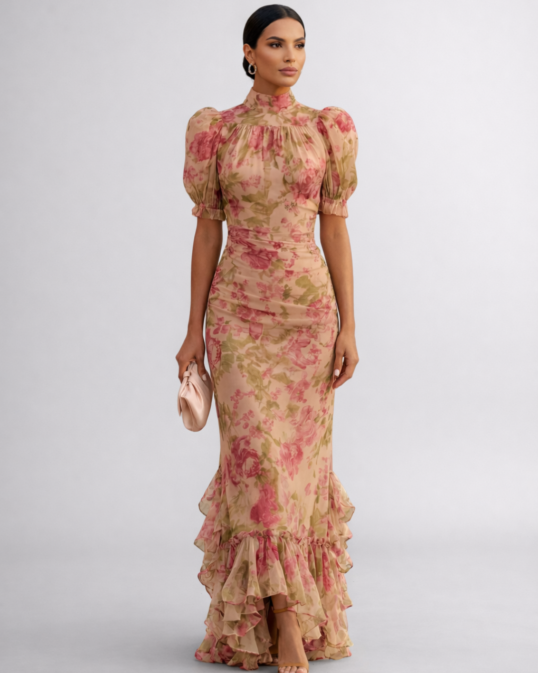 Rosário | Vestido Longo Floral de Chiffon