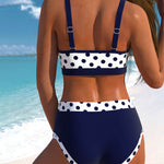 Liesbeth - Bikini de cintura alta com padrão de bolinhas e design patchwork