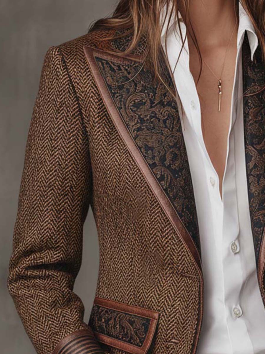 Hollis | Blazer com Painel em Padrão Chevron