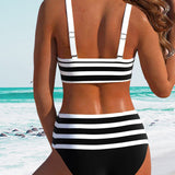 Martina™ | Bikini de riscas de cintura alta