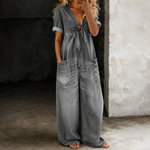 Maya | Macacão Denim de Perna Larga