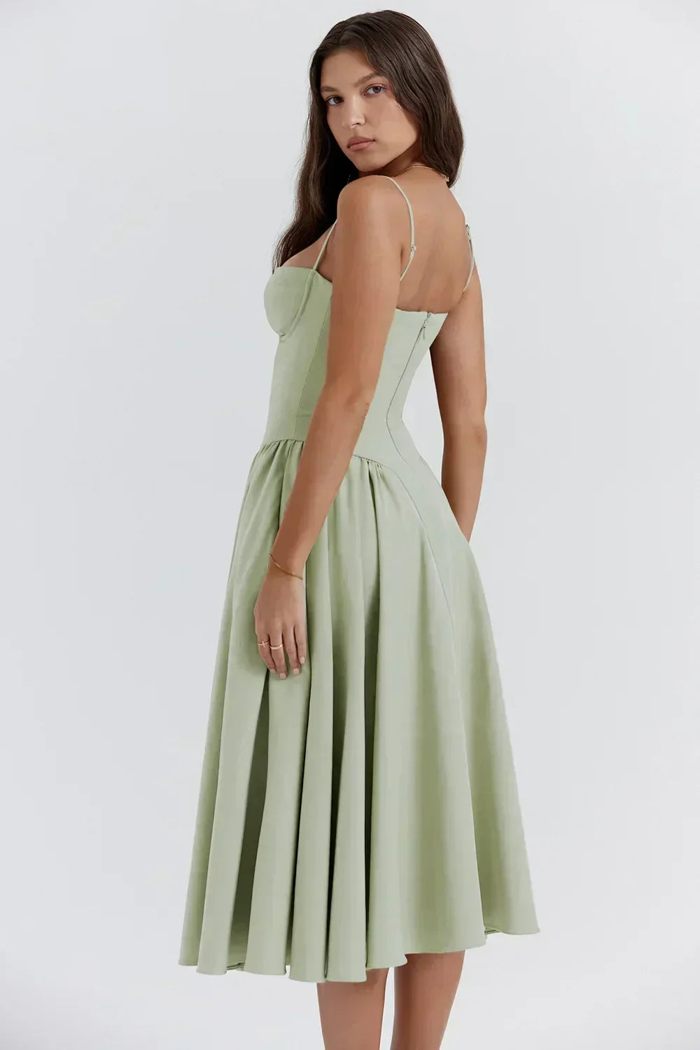 Sigrid | Vestido bustier sem mangas comprimento midi