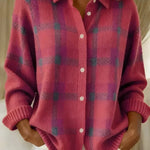 Ashley™ | Cardigan xadrez clássico com gola