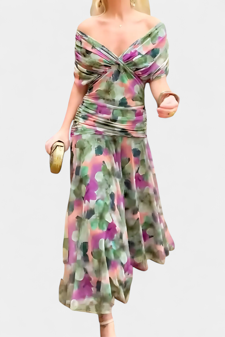 Alondra | Vestido Floral Longo com Decote em V