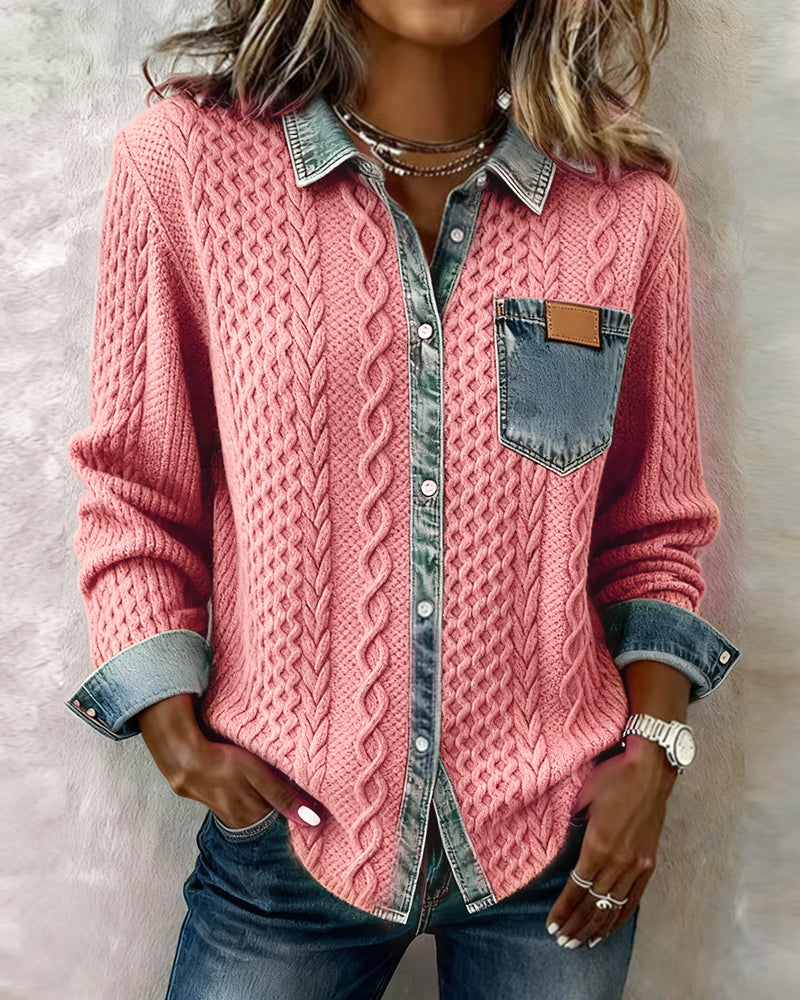 Makayla™ | Chemise em malha contrastante