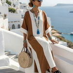 Sarah | Robe Maxi Descontraída com Mangas Curtas Bicolor