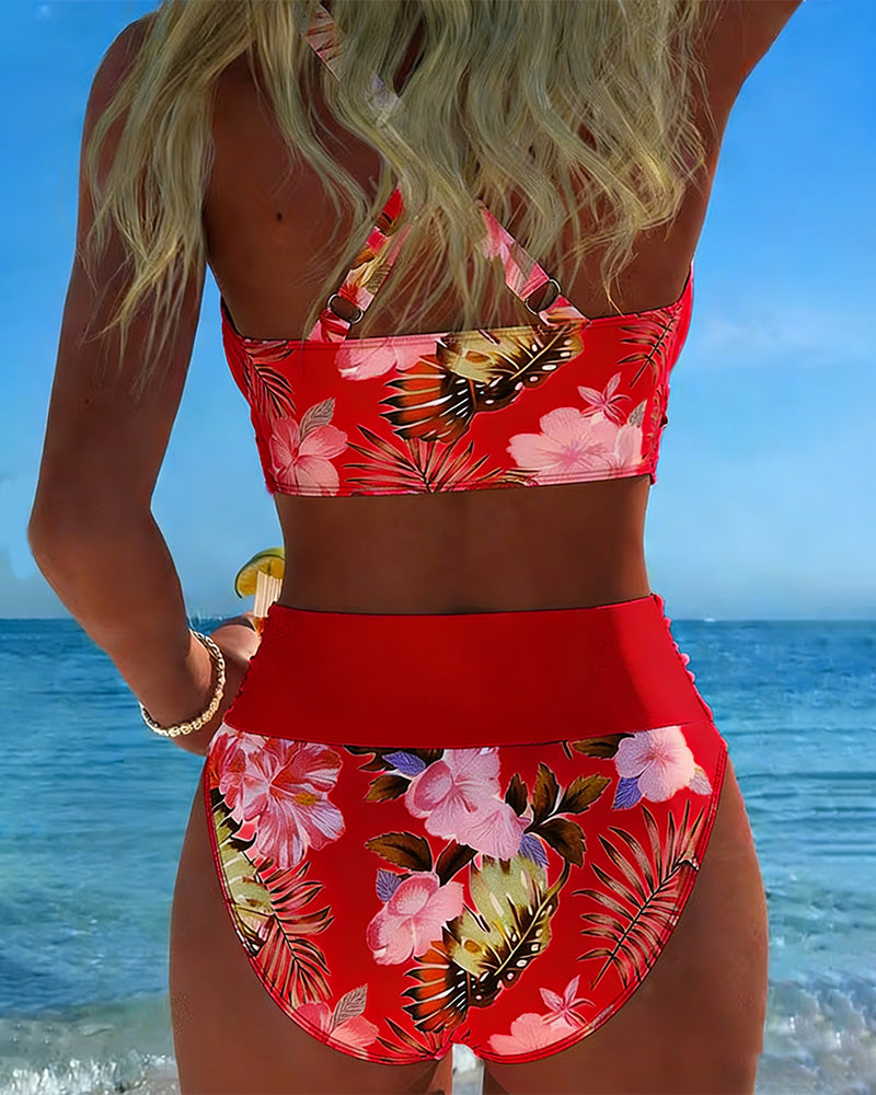 Jolina™ | Bikini de duas peças com estampado floral e contraste