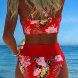 Jolina™ | Bikini de duas peças com estampado floral e contraste