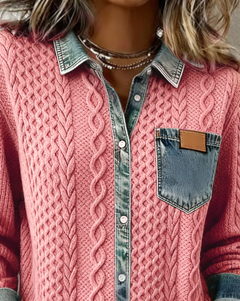 Makayla™ | Chemise em malha contrastante