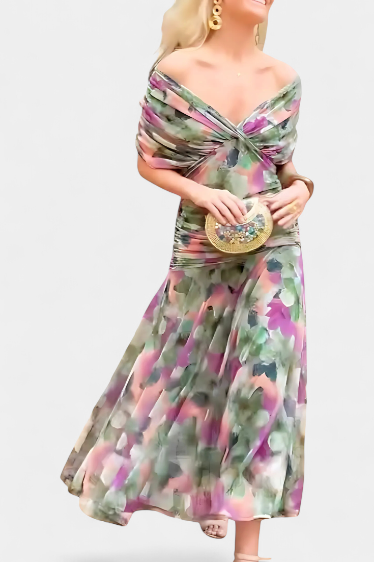 Alondra | Vestido Floral Longo com Decote em V
