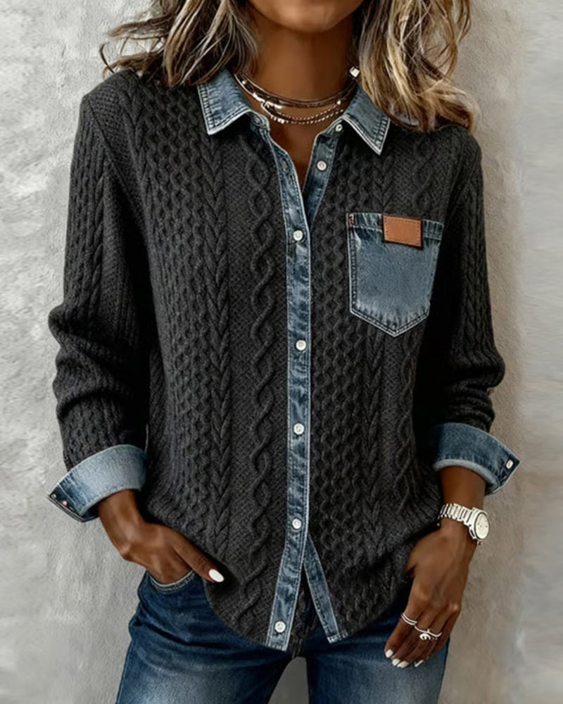 Makayla™ | Chemise em malha contrastante