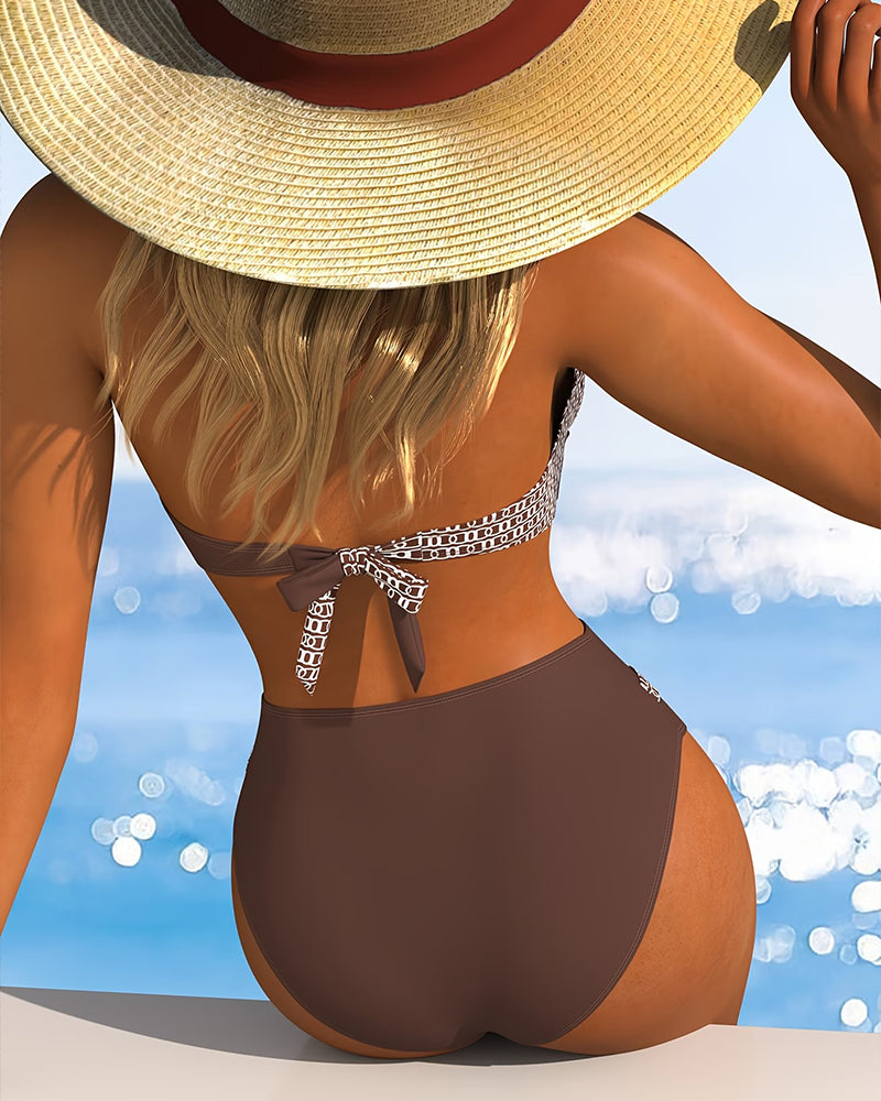 GEMMA™ | Bikini Halter às Rayas de Cores