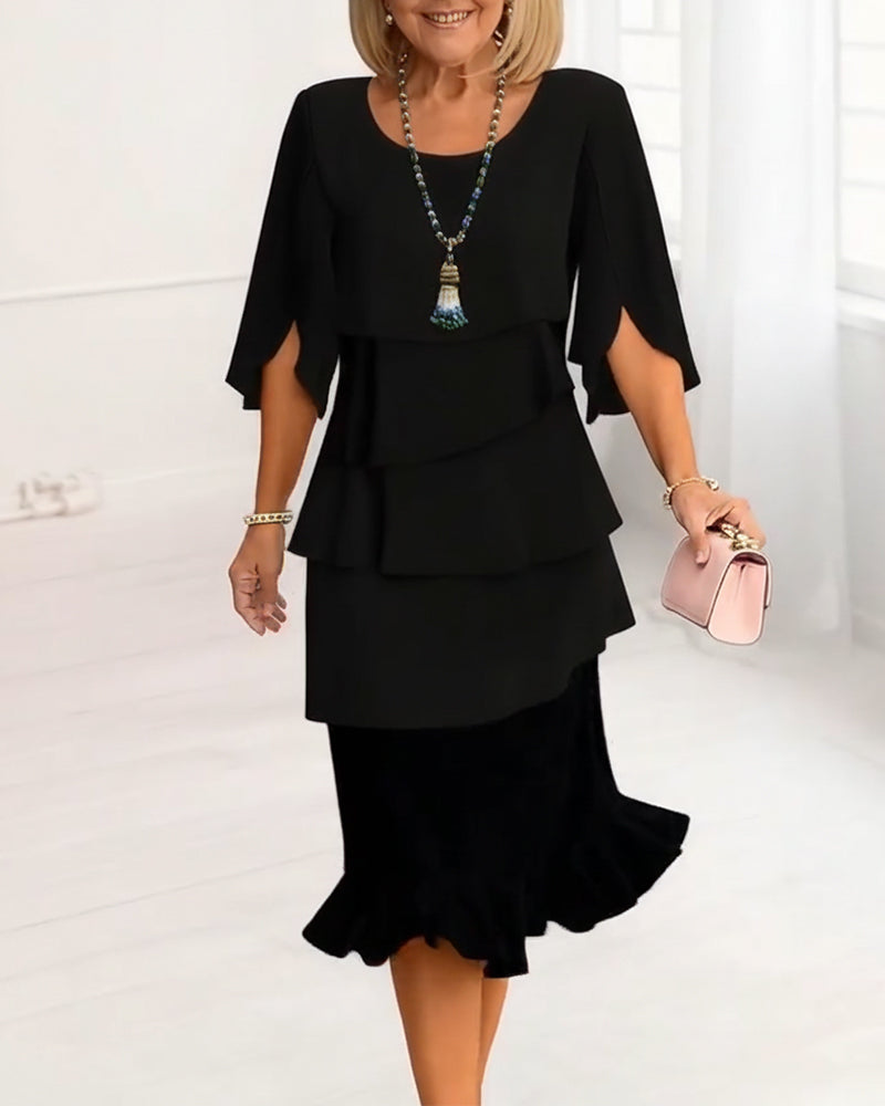 Sophie – Vestido elegante fluido com volantes