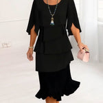 Sophie – Vestido elegante fluido com volantes