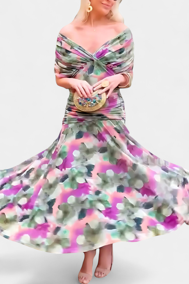 Alondra | Vestido Floral Longo com Decote em V