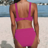 KIRA™ | Bikinis de cor sólida de cintura alta