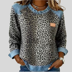 Fabienne | Pullover Estampado de Leopardo com Gola de Denim