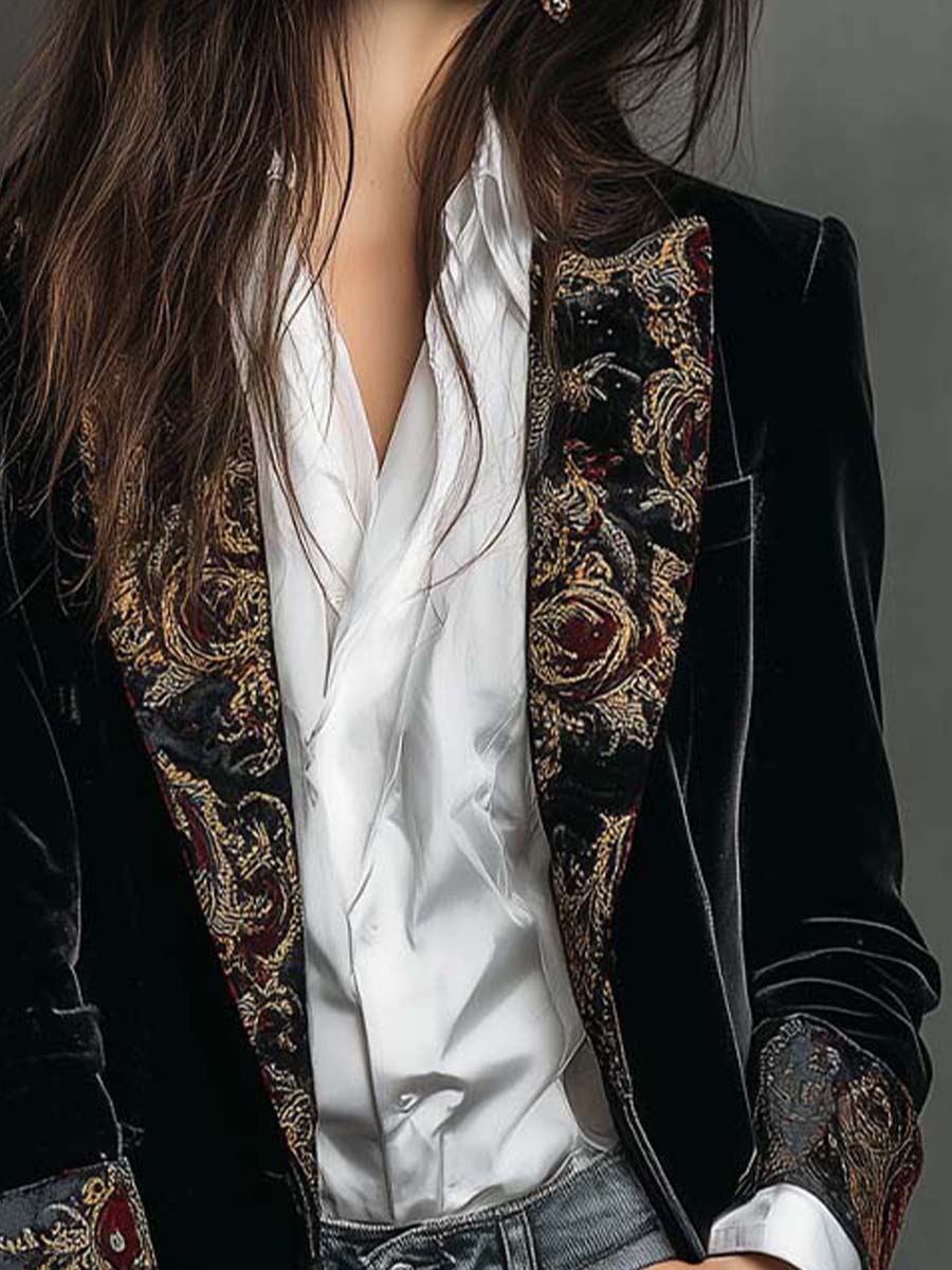 Octavia | Blazer Ajustado com Detalhes Barrocos