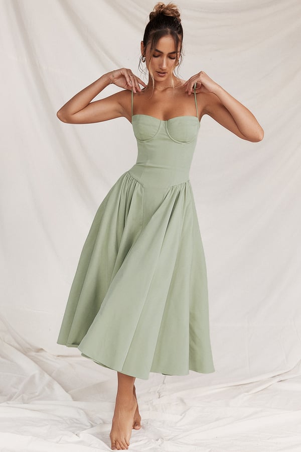 Sigrid | Vestido bustier sem mangas comprimento midi