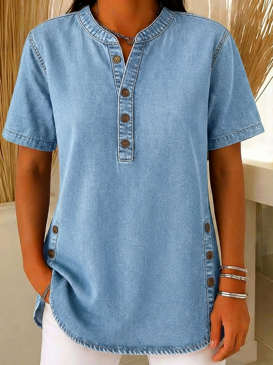Apolline™ | Blusa em denim de algodão