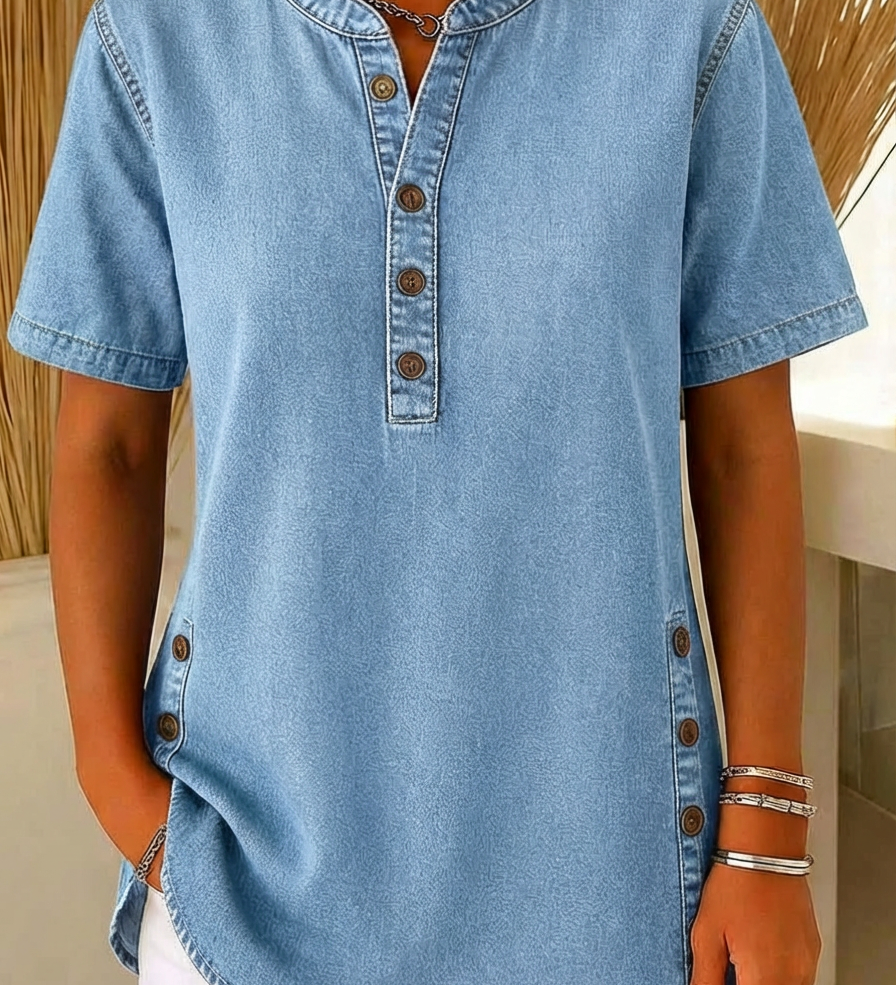 Apolline™ | Blusa em denim de algodão