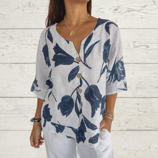 Despoina™ | Top floral com botões