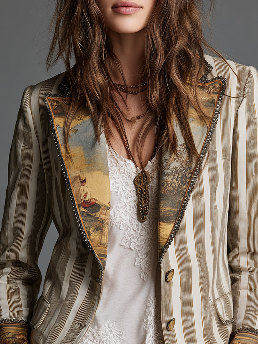 Roberta | Blazer Listrado Artístico