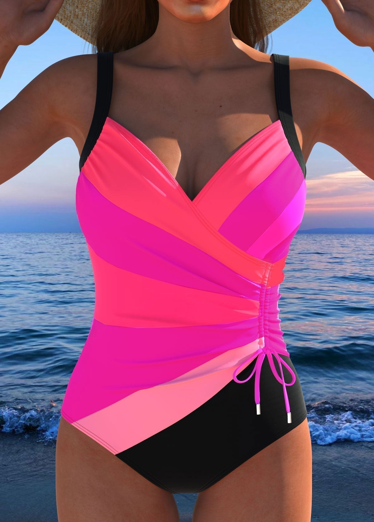 Fato de banho de luxo com estampagem colorida