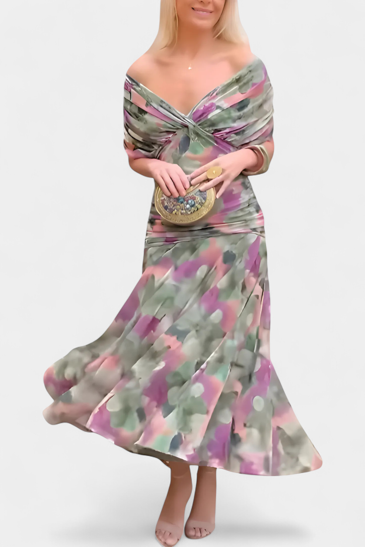 Alondra | Vestido Floral Longo com Decote em V