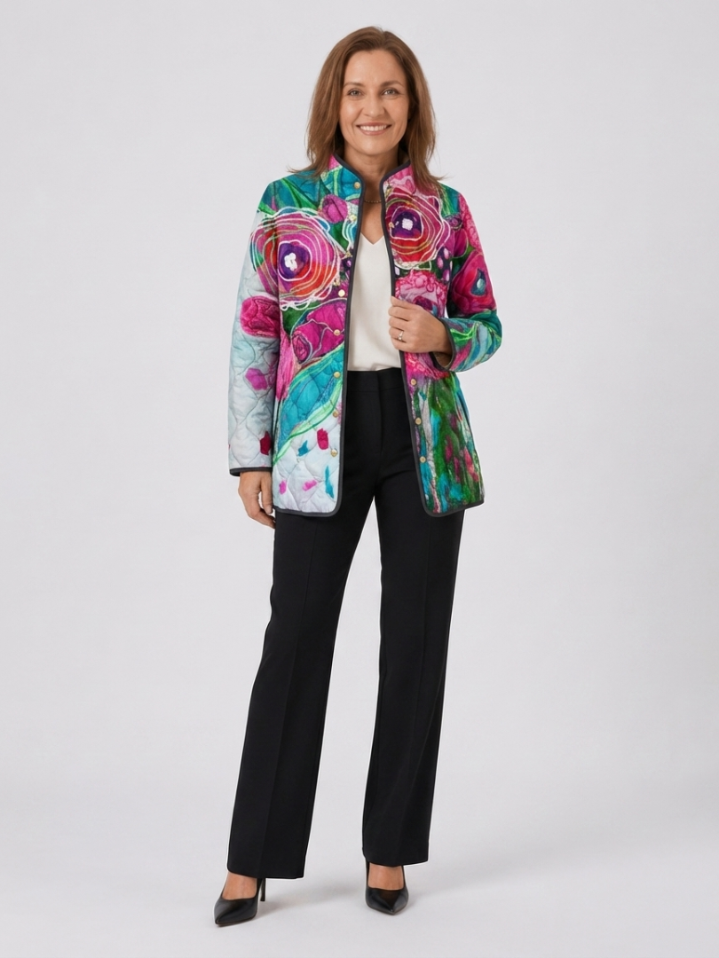 Casaco Acolchoado Aquarela Floral Lucie